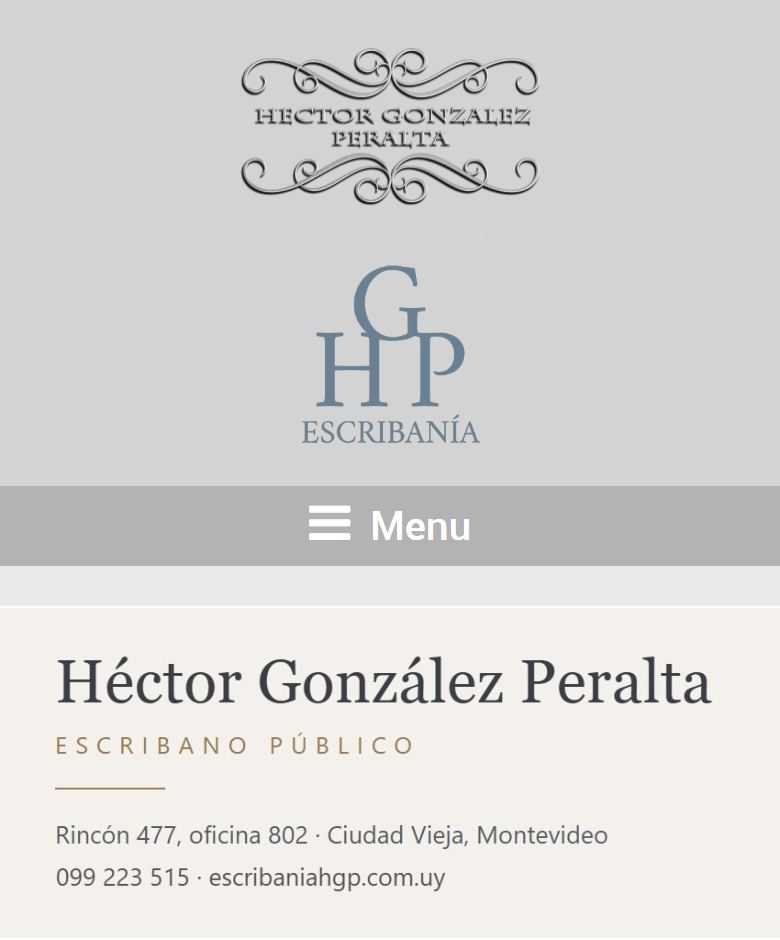 La misma portada en el celular, con el nombre, la dirección y el teléfono legibles sin agrandar.